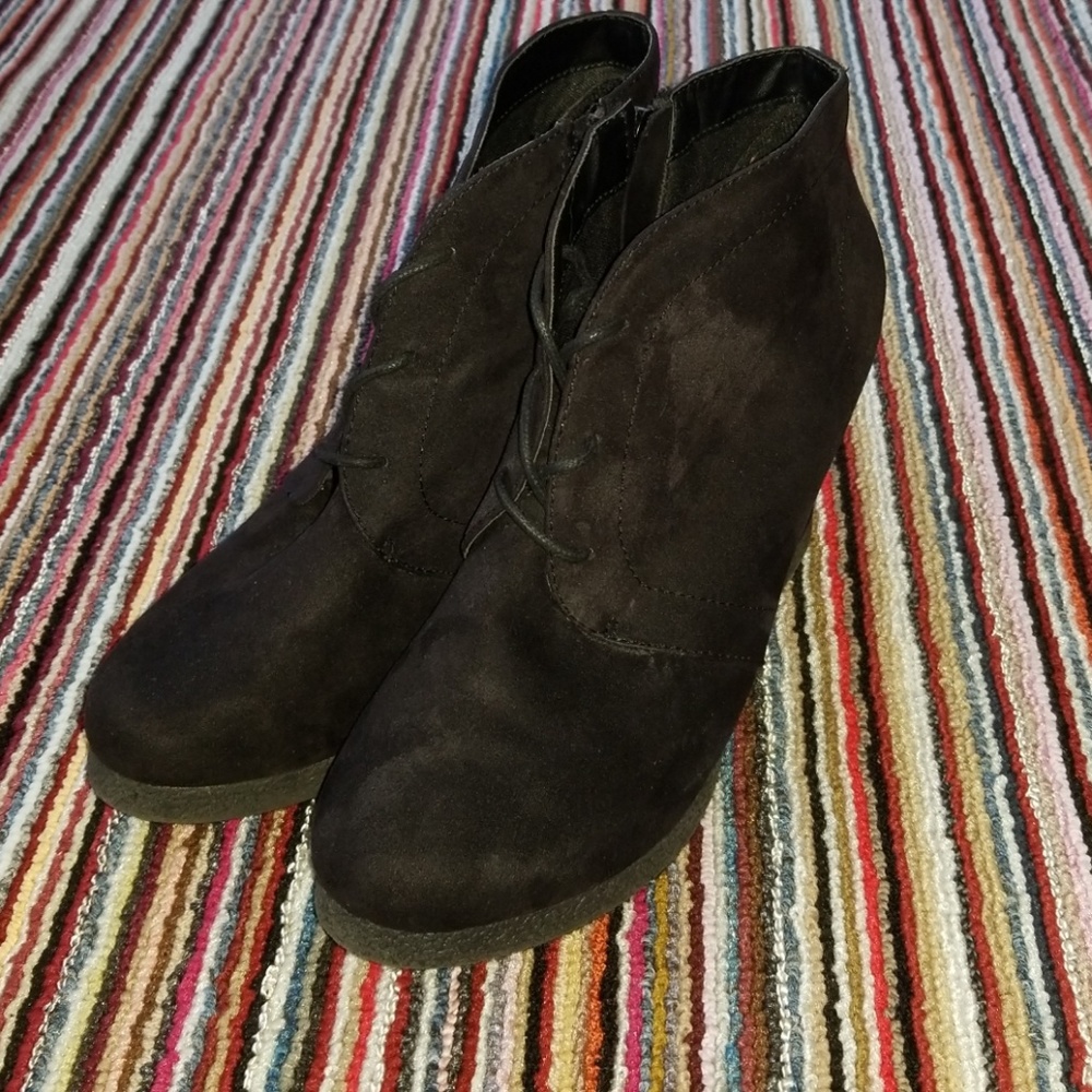 Black Wedge Booties